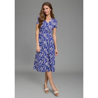 Midikleid LAURA SCOTT, Damen, Gr. 38, N-Gr, blau (royalblau, gemustert), Jersey, Obermaterial: 95% Viskose, 5% Elasthan, gemustert, figurumspielend wadenlang, V-Ausschnitt, Kleider Midikleid, casual Stil, für entspannte Tage, aus Viskose und...