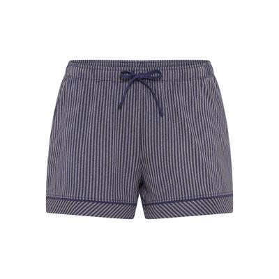 Pyjamashorts S.OLIVER, Damen, Gr. 44/46, N-Gr, blau (dunkelblau, gestreift), Single Jersey, Obermaterial: 50% Baumwolle, 50% Viskose, gestreift, bequem kurz, Hosen, Mit Kontrastpaspel-Abschlüssen
