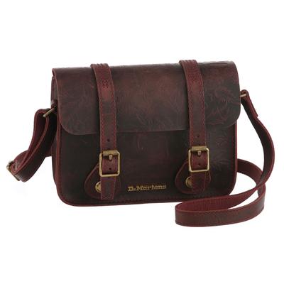 Umhängetasche DR. MARTENS, Damen, braun (dunkelrot), Leder, Taschen Umhängetasche, Damen Schultertasche mit Aufnähern und Nieten aufwendig verziert