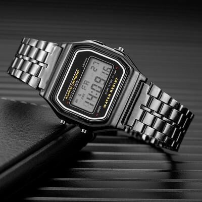 Perfect Picks Market Luxury Digital Watch For Men With LED Display & Water Resistant Business Style metal black