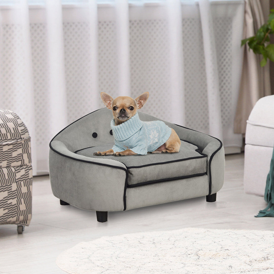 PawHut Dog Sofa Puppy Chair Kitten Bed Lounge with Cushion for XS and S Dogs Gray Extra Small (1 - 10 lbs)
