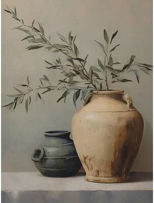 Uplifted Finds Retro Elegant Olive Tree & Lemon Canvas Poster   Vintage Mediterranean Vase Wall Art 2507291239 80 X 120 Cm