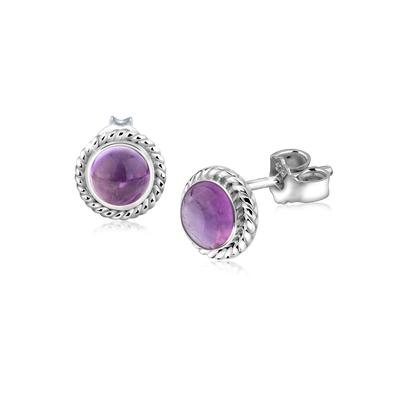 Paar Ohrstecker NENALINA "Ohrringe Amethyst Geburtsstein Februar Trend 925 Silber", lila (violett), Ohrringe, Damen, mit Stein, Silber 925 (Sterlingsilber)