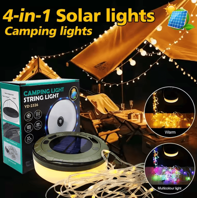 Inspire Curations 10M Solar Camping String Light RGB Tent Lantern With LED Flashlight camping Light 1pc