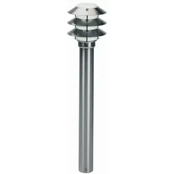 Albert Pollerleuchte Typ Nr. 2256, mit 3 Pagoden-Dächern, Höhe 90cm, IP44, E27 QA55 max. 57W, Edelstahl / Opalglas ALB-692256