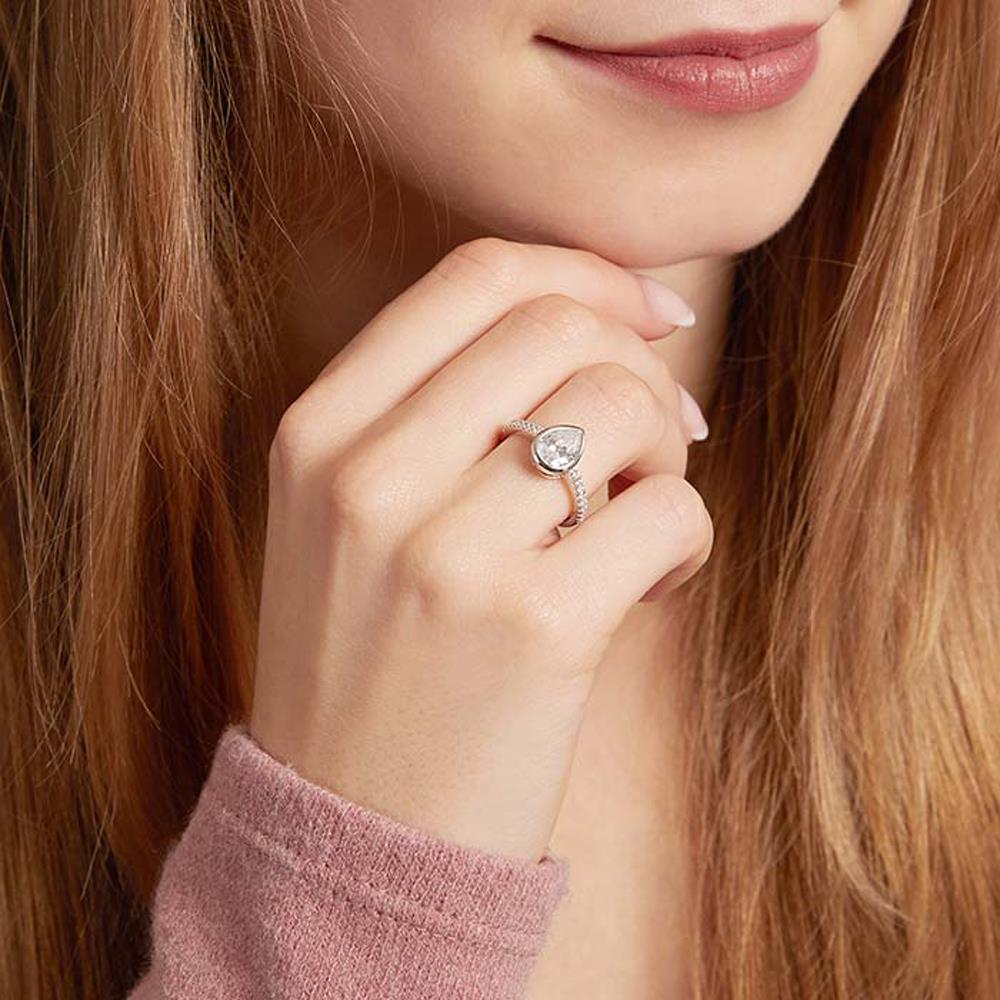 Unique Sterlingsilber Ring Tropfen Zirkonia silber