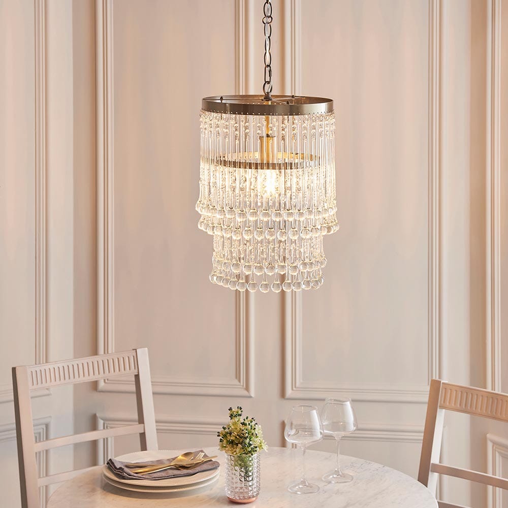 Pippa Antique Brass & Clear Glass Droplet Pendant Ceiling Light