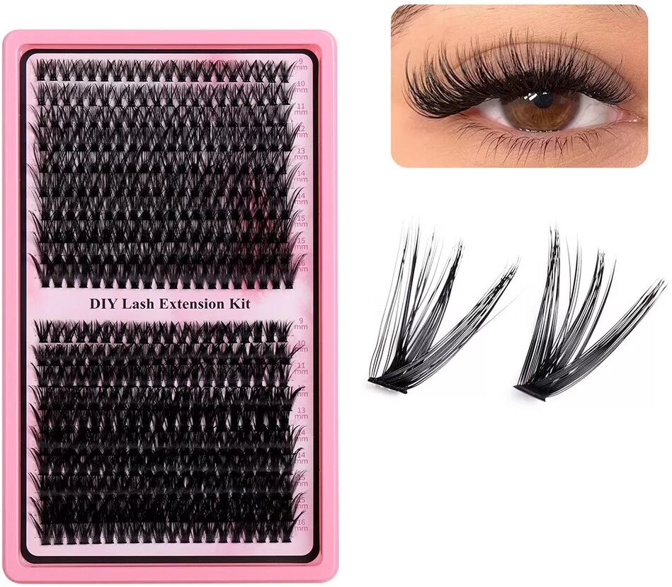 INF Falsche Wimpern 400 Cluster Kit: Einzelwimpern aus synthetischer Faser für dichten, natürlichen Look