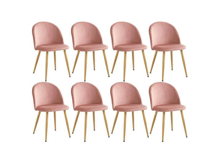 Esszimmerstuhl 8er-Set Samt Rosa, 43x80x47.5 cm, Esszimmer, Stühle