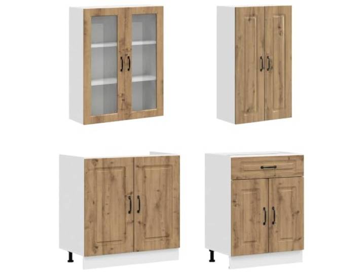 KTHLBRH Einheit Küche Kalmar 8 Stück Eiche Handwerk Holz Engineered Inklusive Wandbefestigung, verstellbare Basis, Schubladen, Küchenschrank, Eiche, pflegeleicht