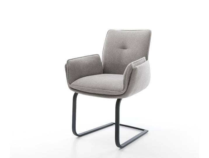 Freischwinger Nela-Flex Strukturstoff Soft Grau Freischwinger flach Schwarz, Esszimmerstühle