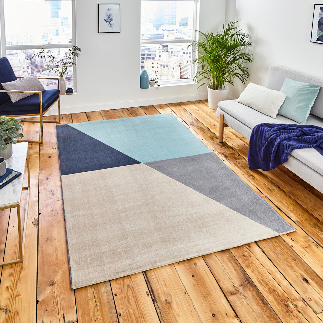 Isabelline Elijah area rug Machine Woven Rectangle Grey/Blue Grey/Blue Rectangle 160 x 220cm