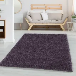 Carpetsale24 Shaggy Hochflor Teppich, 140x200 cm, Violett, weich, flauschig, modern, einfarbig, Vielseitig einsetzbar im Wohnbereich, für Wohnzimmer