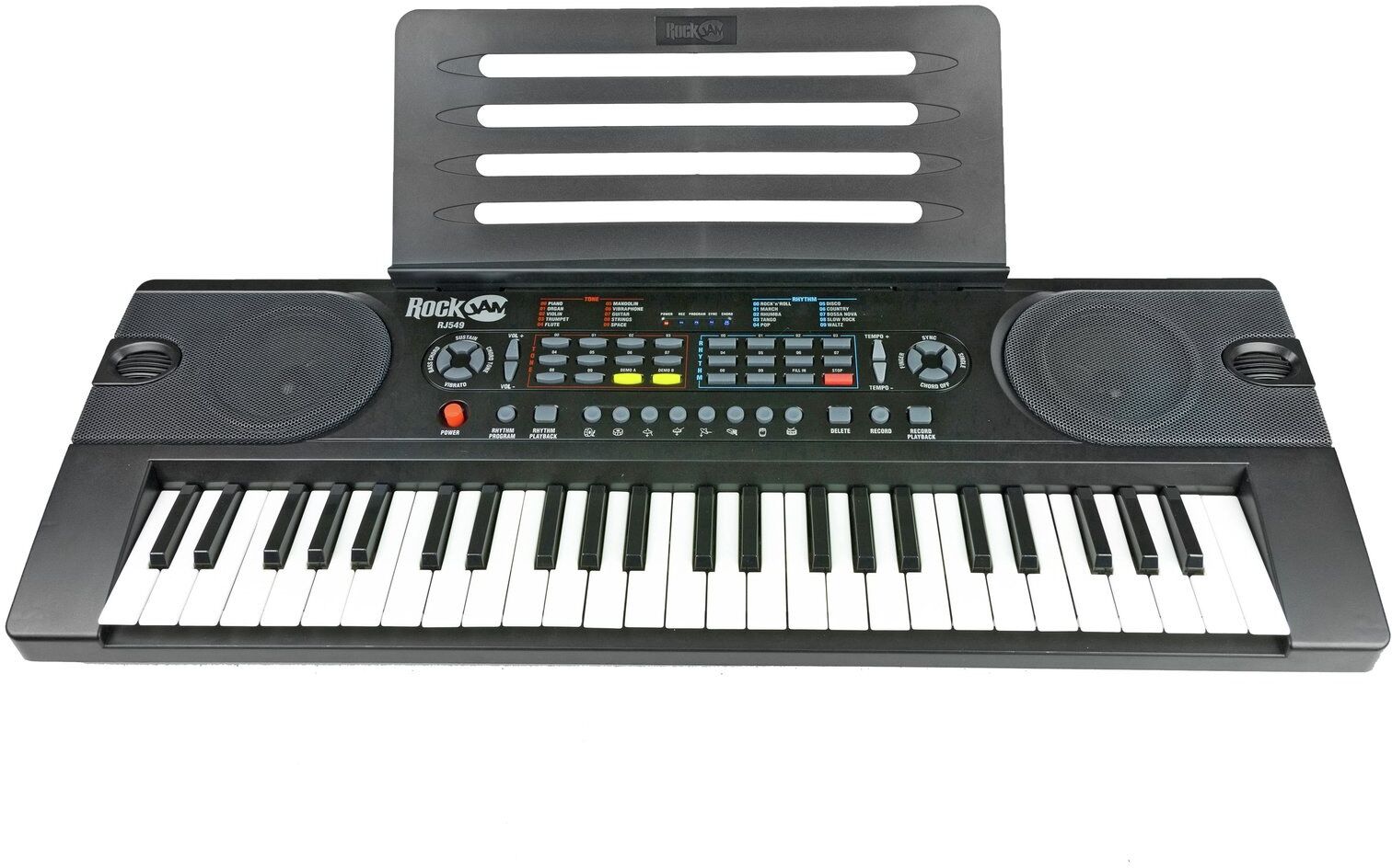 RockJam 49-Key Keyboard Piano with Power Supply, Sheet Music Stand, Piano Note Stickers & Simply Piano Lessons