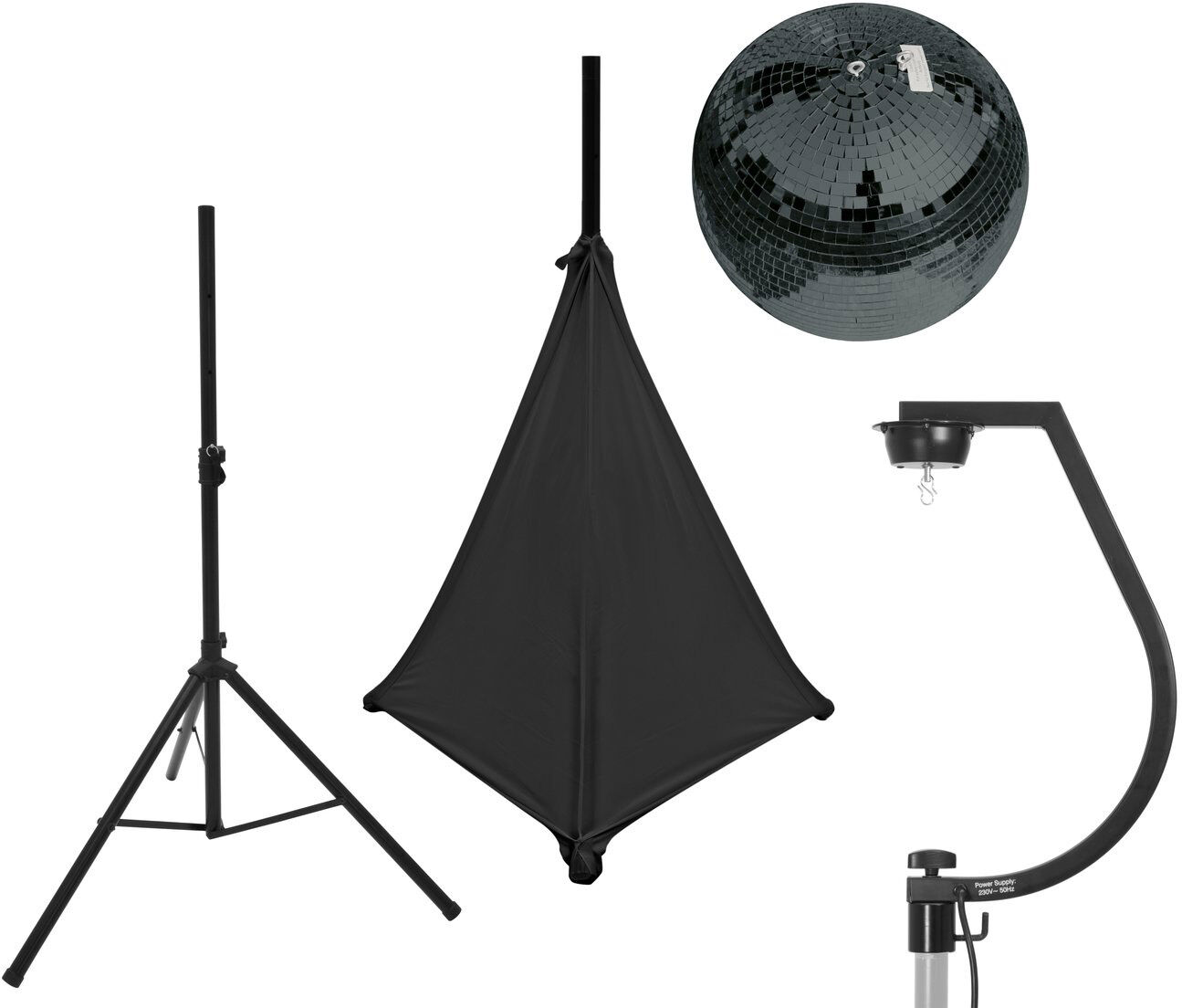 EuroLite Set Spiegelkugel 30cm Schwarz Mit Stativ Und Segel Schwarz
