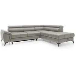 Ecksofa Mocca Leder Grau