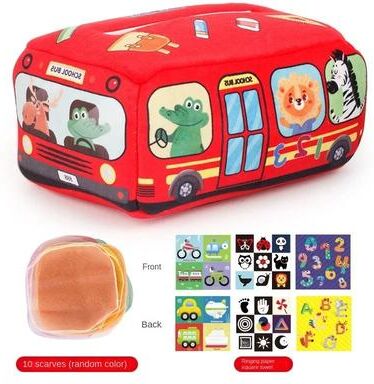 Uplift Essentials Montessori Magic Tissue Box Sensory Toy For Babies And Toddlers red