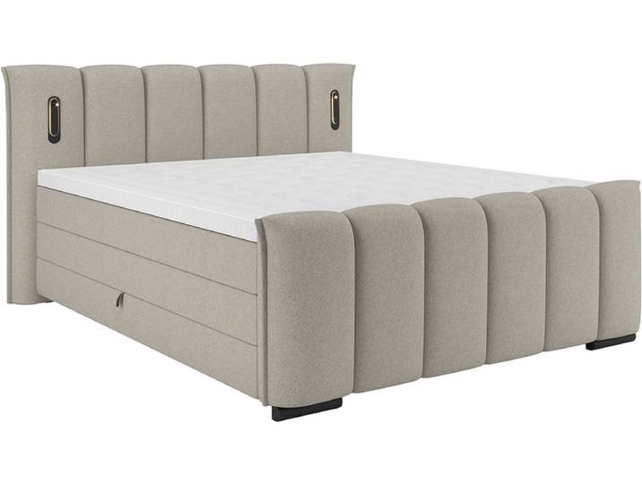 Boxspringbett ELYSIA dunkelbeige 160x220cm halbfest