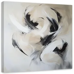 LEINWANDBILD Abstrakte beige-schwarze Imitation Farbe 40x40cm