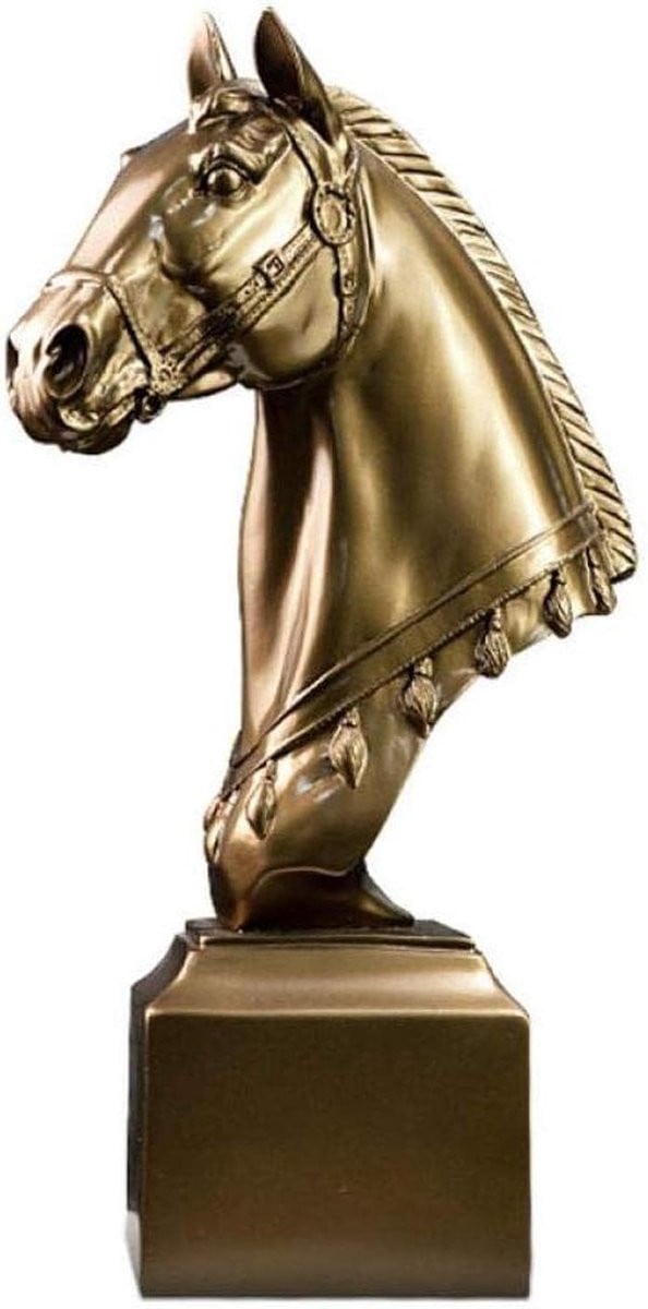 Paardenhoofd Sculptuur Antiek Brons - Dierenbeeld Ornament voor Woondecoratie