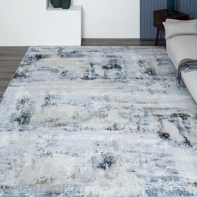 KALATY Abstract Grey/Blue Area Rug