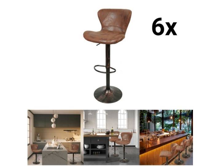 MENGDA Tabouret de Bar Lot de 6 Tabourets Réglables de 44-66cm en Hauteur Tabouret Pivotant à 360° avec Dossier Repose-Pieds Chaise