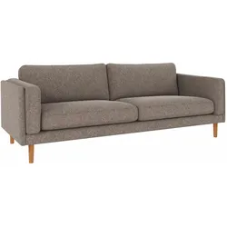 Sofa Braden 3-Sitzer, Bezug Stoff Dunkelbeige, Beine Eiche, klassisch, hochwertig gepolstert