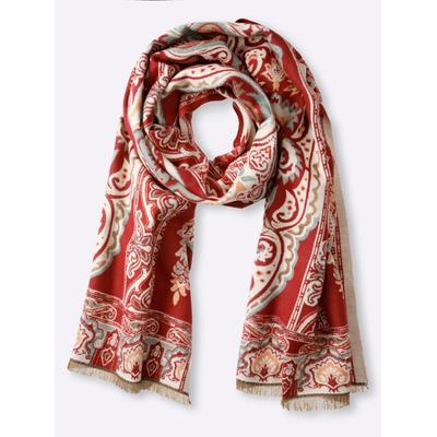 Modeschal HEINE, Damen, rot (bordeaux), Polyester, gemustert, Modetücher