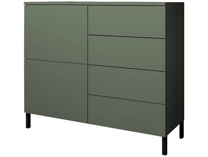 Kommode BORCHARDT MÖBEL Haama, modern, grifflos, Metallfüsse, praktisch, 2 Türen , salbei, B:93cm H:80cm T:35cm, Holzwerkstoff, Sideboards, Kommode, Push-To-Open, verstellbare Einlegeböden, viel Stauraum, Breite 93cm