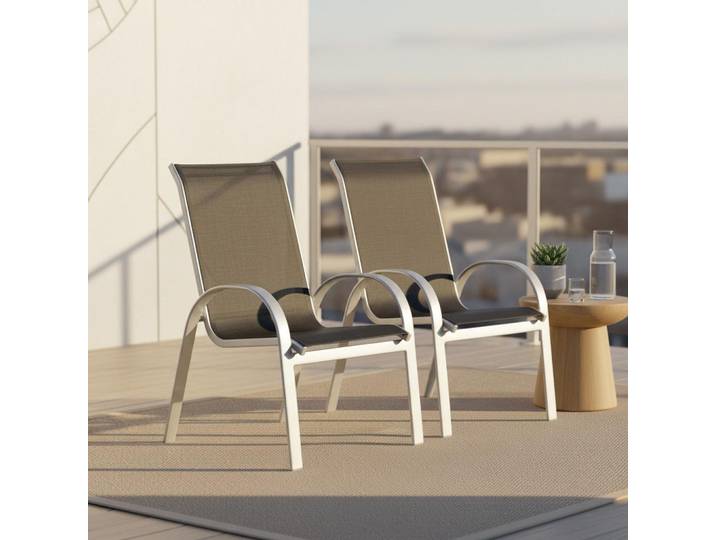 Gartensessel 2er-Set stapelbar Amalfi Metall/Textil