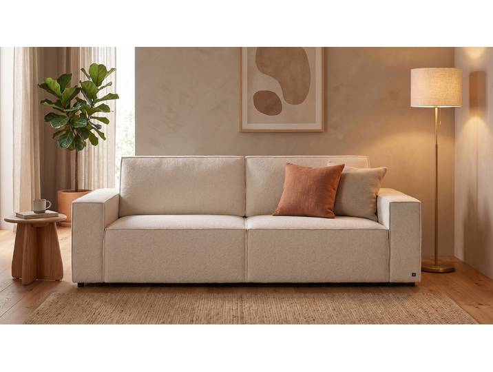 LOUNGE Schlafsofa in Creme Ecru von BRUNO Großzügig & seitlich ausklappbar