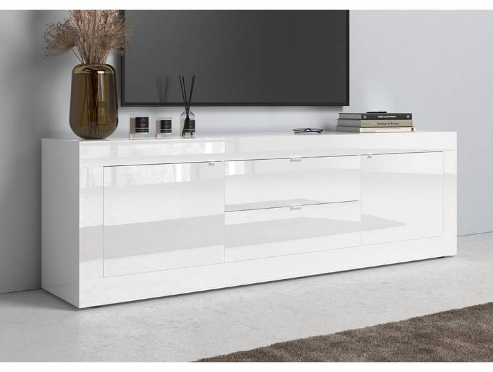 Home affaire Lowboard Basic Breite 210 cm, TV-Board 2 Türen, 2 Schubkästen, TV-Schrank, Metallgriff, moderne Rahmenoptik, viel Stauraum, Farbauswahl