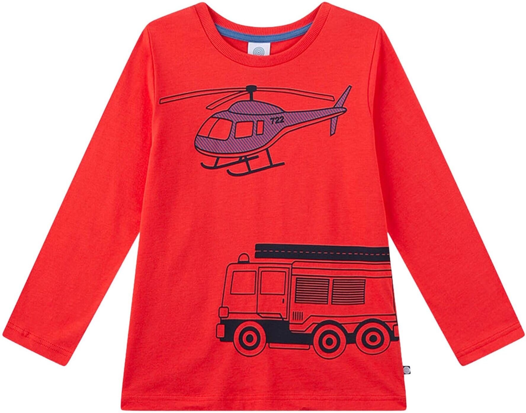 Schlafanzug SANETTA "Pyjama Schlafanzug Feuerwehr lang", Herren, Gr. 116, bunt (rot, blau), Obermaterial: 100% Baumwolle CO(Bio)., Homewear-Sets Schlafanzug
