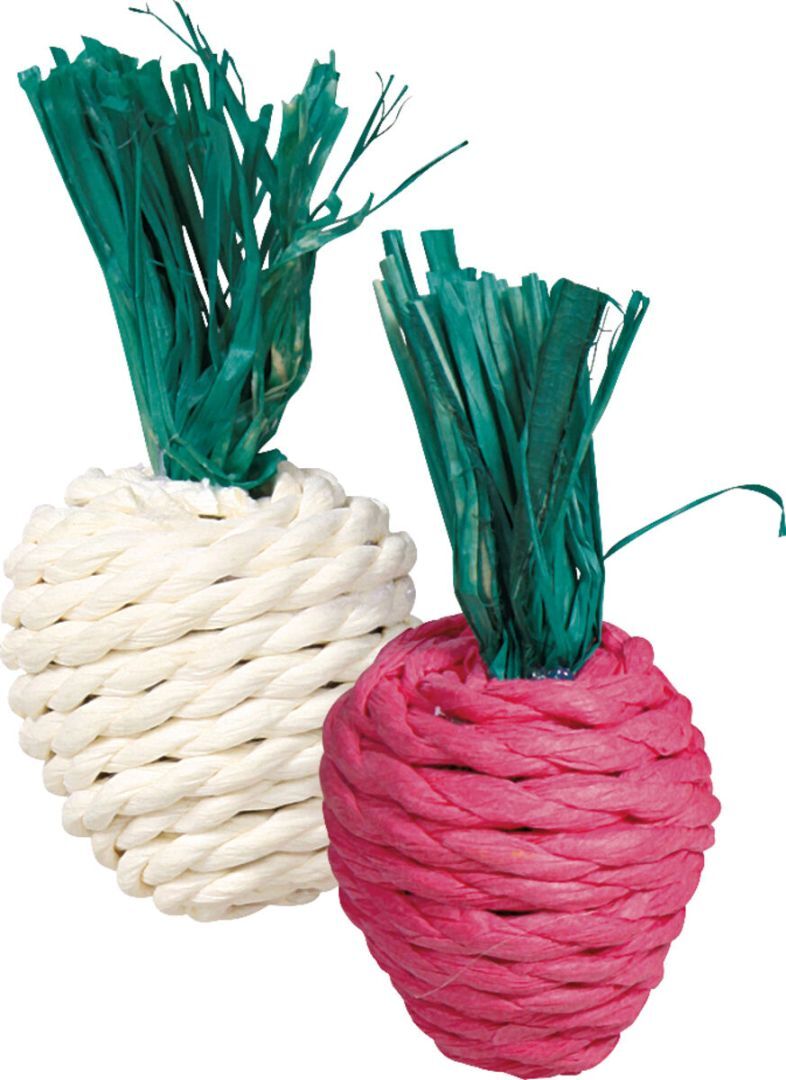 TRIXIE Set Strohspielzeug Rettich / Radieschen, 8 cm, 2 Stück