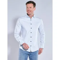 ENGBERS GERMANY Herren Strukturiertes Langarmhemd Blau regular uni Button Under - XL