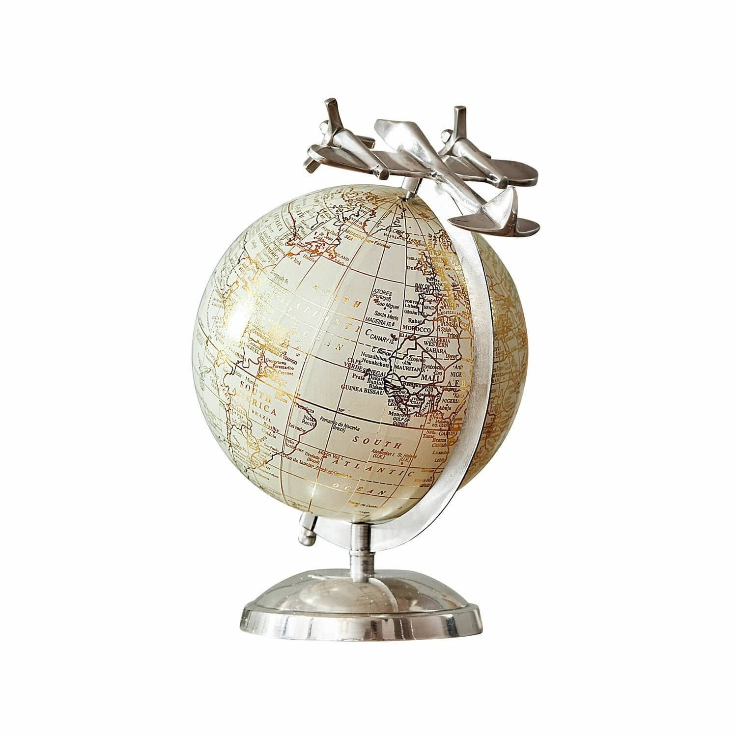 Loberon Decoratieve wereldbol Jollysail zilverkleurig/goudkleurig voor op tafel