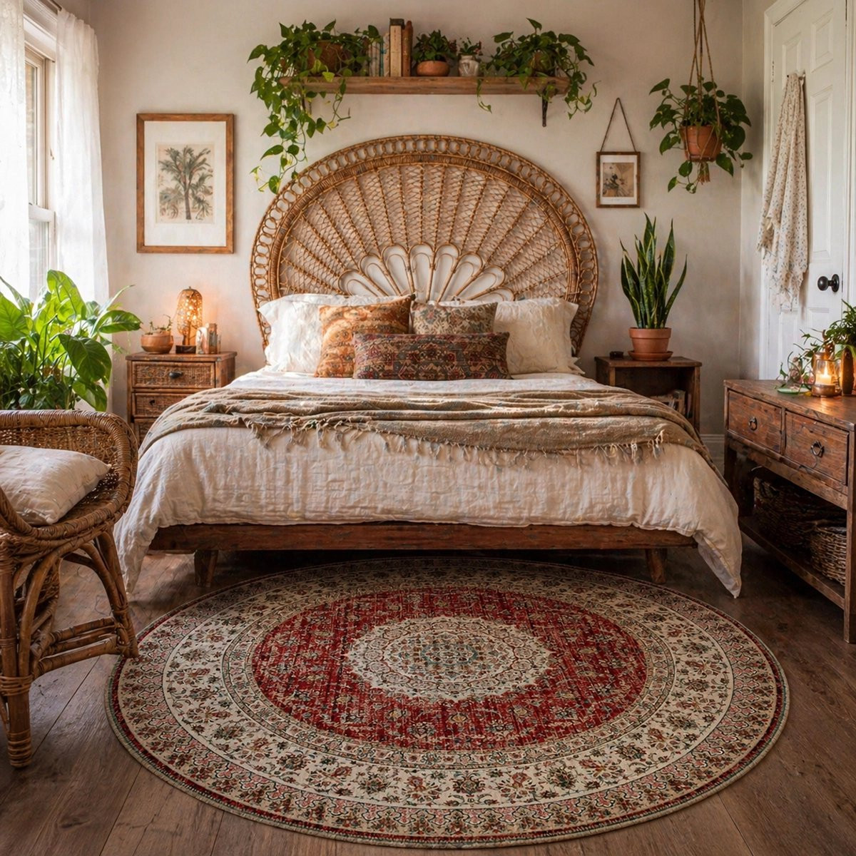 Lavandoux Erfoud Vloerkleed - Rond - Crème en Terracotta - Ø120 cm