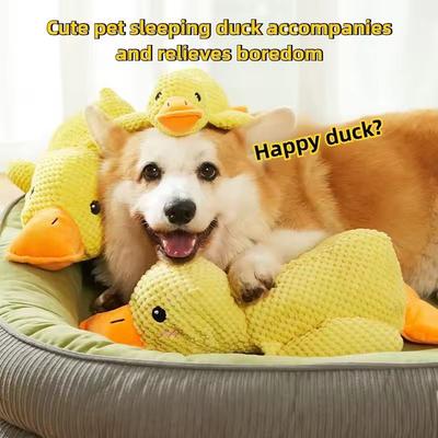 Inspired Living Durable Duck Chew Resistant Squeaky Plush Toy For Dogs medium