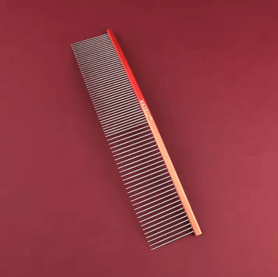 Inspire Curations Rainbow Curved Pet Grooming Comb Stainless Steel Deshedding & Detangling Comb For Cats & Dogs red Orange 19x3.9cm