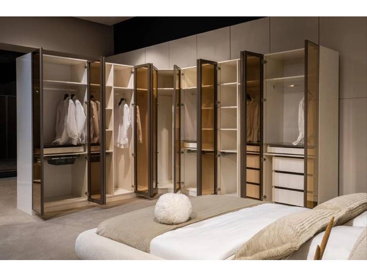 JVmoebel Eckkleiderschrank Ankleidezimmer Set Modulares Schranksystem Beige Moderner Stil Hell Made in Europa