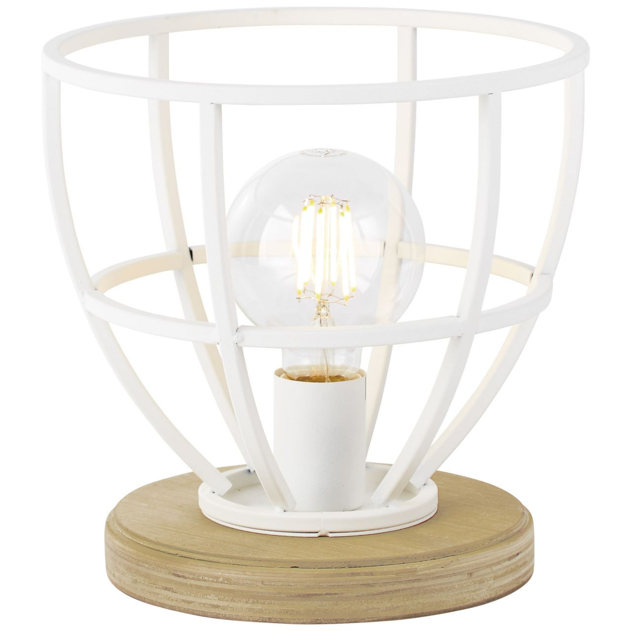 Brilliant Matrix Wood tafellamp Wit Ø25cm max. 60W E27 met schakelaar