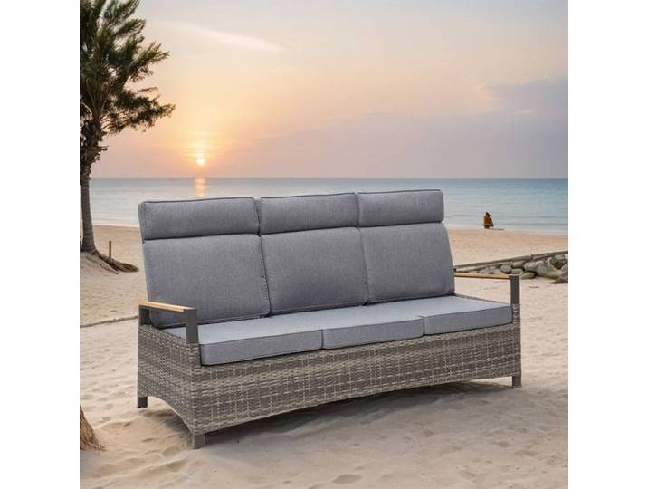 LC Garden Keramo Diningsofa verstellbar Aluminium/Geflecht Dunkelgrau Hellgrau