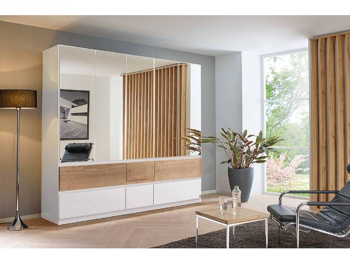Drehtürenschrank Winnipeg mit Spiegel 226cm ohne Beleuchtung Weiß/Alpinweiß