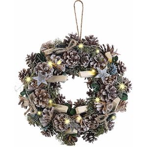 Böttcher-AG Weihnachtskranz ZX6083910, Türkranz, Ø 30 cm, Tannenzweige aus Kunststoff, mit 15 LEDs, batteriebetrieben