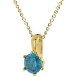 trendor 68934 Damenkette Silber Vergoldet mit Synthetischem Blautopas Anhänger, 45 cm