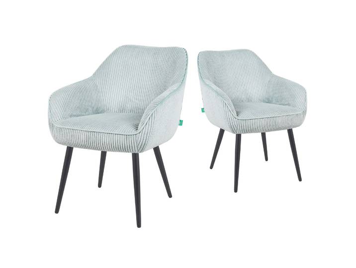 Esszimmerstuhl Mika-Kian 2er-Set 360° drehbar Federkern Metall Matt-Schwarz