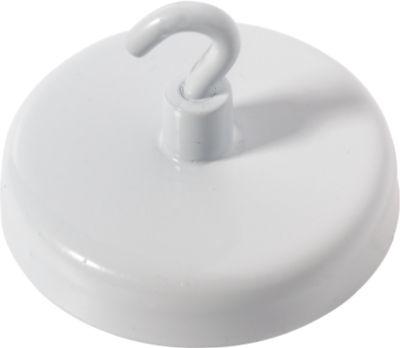 Kraftmagnet mit Haken, Ø 36 mm, Haftkraft ca. 10 kg, weiß, 5 Stück