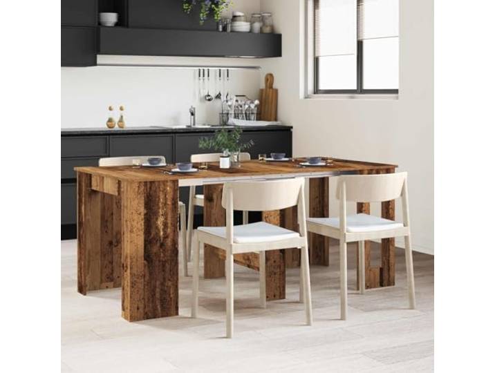 Esstisch 180 x 85 x 75 cm Holzwerkstoff Altholz Rechtwinklig Ausziehbarer Mechanismus, wasserabweisende Oberfläche, für Küche und Essbereich, moderne klare Linien