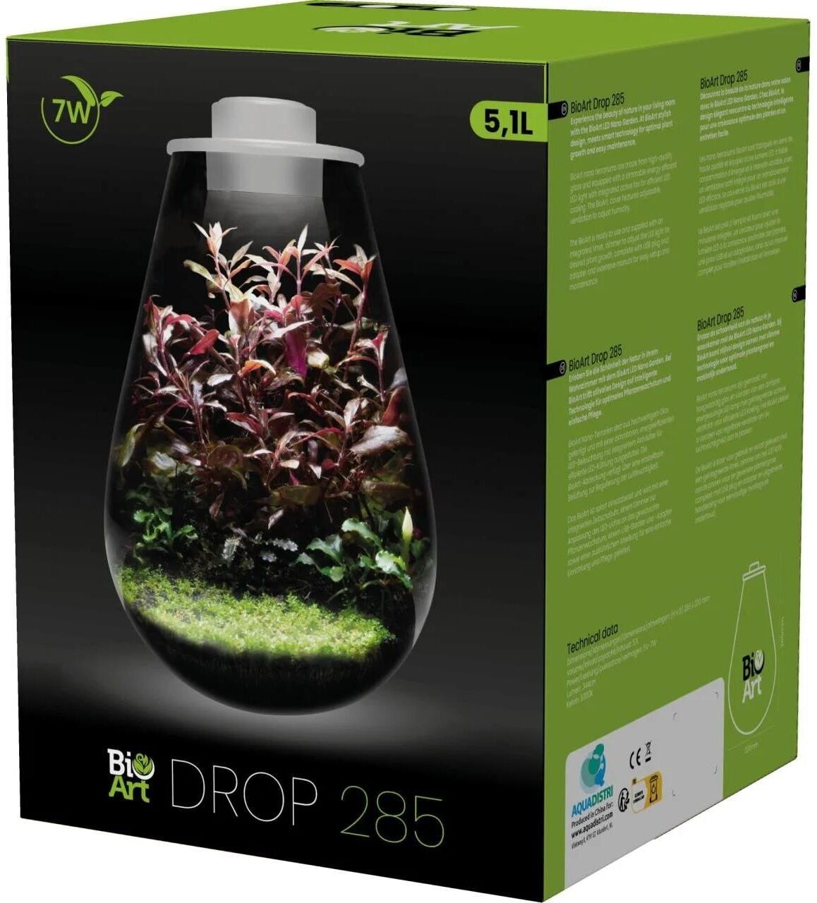 LED Dekoobjekt "Bio Art Pflanzengefäss Drop 285 mit LED-Leuchtmittel", grün (weiß), 1 Stk., Leuchten, LED Dekoobjekt weiß 1 Stk.
