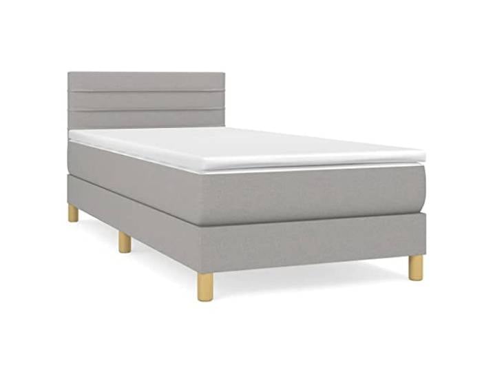 PUGYNBK Boxspringbett, 90 x 190 cm, Hellgrau Verstellbares Kopfteil, Taschenfederkerne, mittlere Festigkeit, atmungsaktiver Schutz